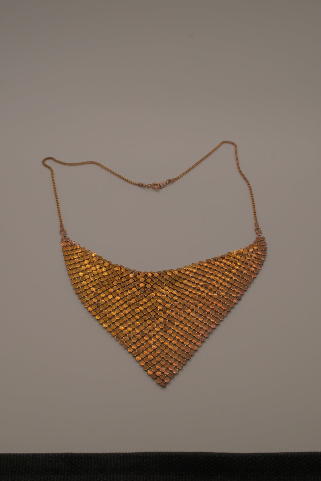 Vintage gold-toned metal mesh bib necklace
