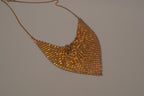 Vintage gold-toned metal mesh bib necklace