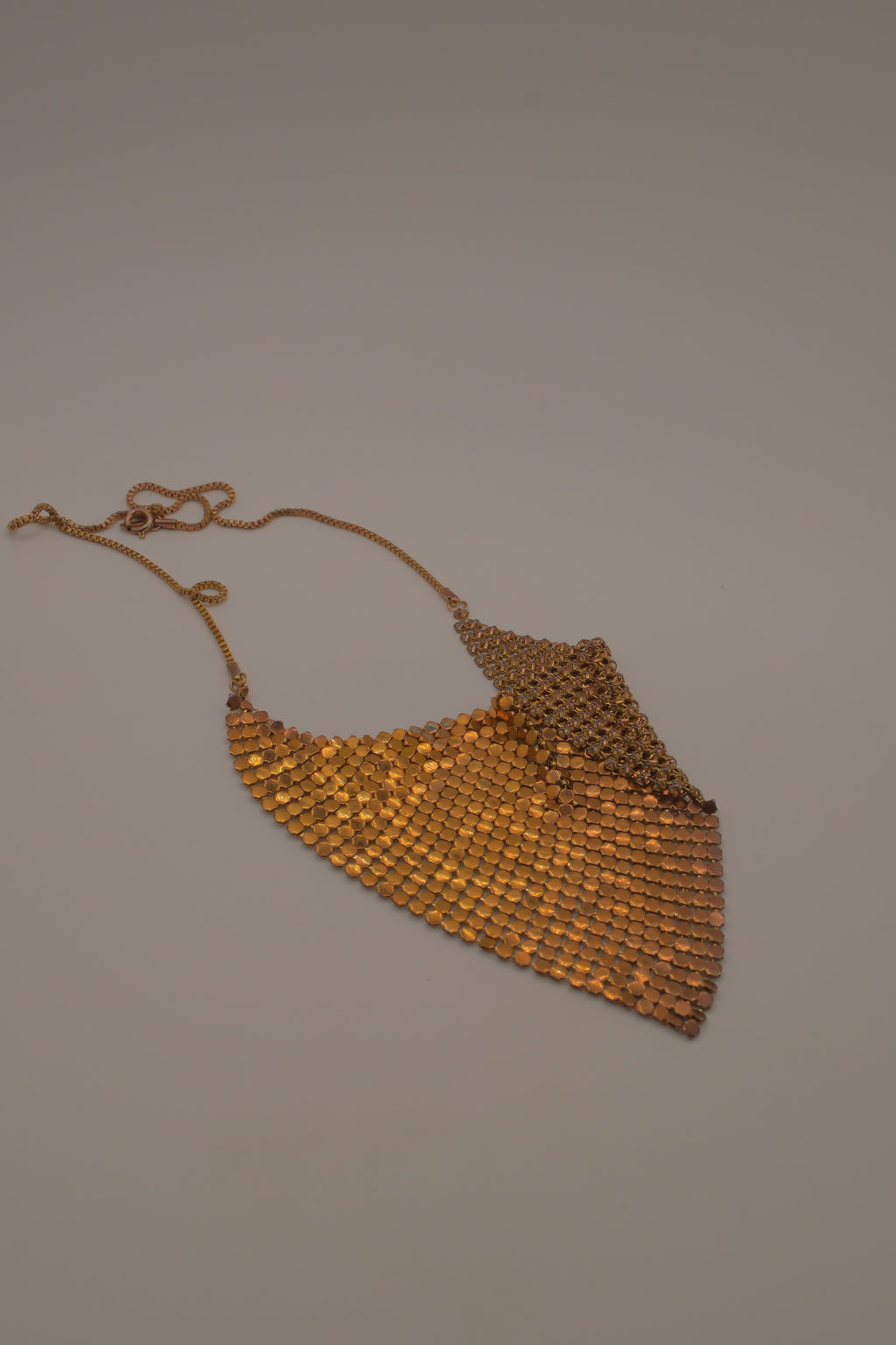 Vintage gold-toned metal mesh bib necklace