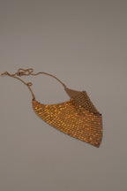 Vintage gold-toned metal mesh bib necklace