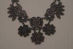 Black filigree bib statement necklace