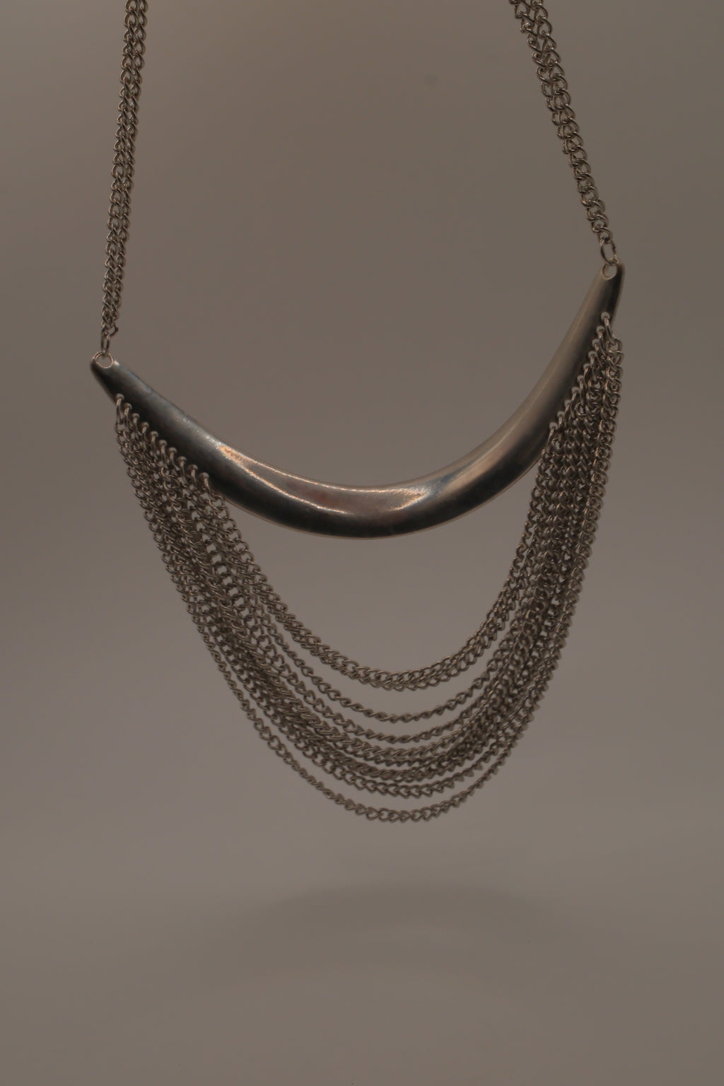 Silver multi-strand drape bib necklace