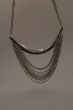 Silver multi-strand drape bib necklace