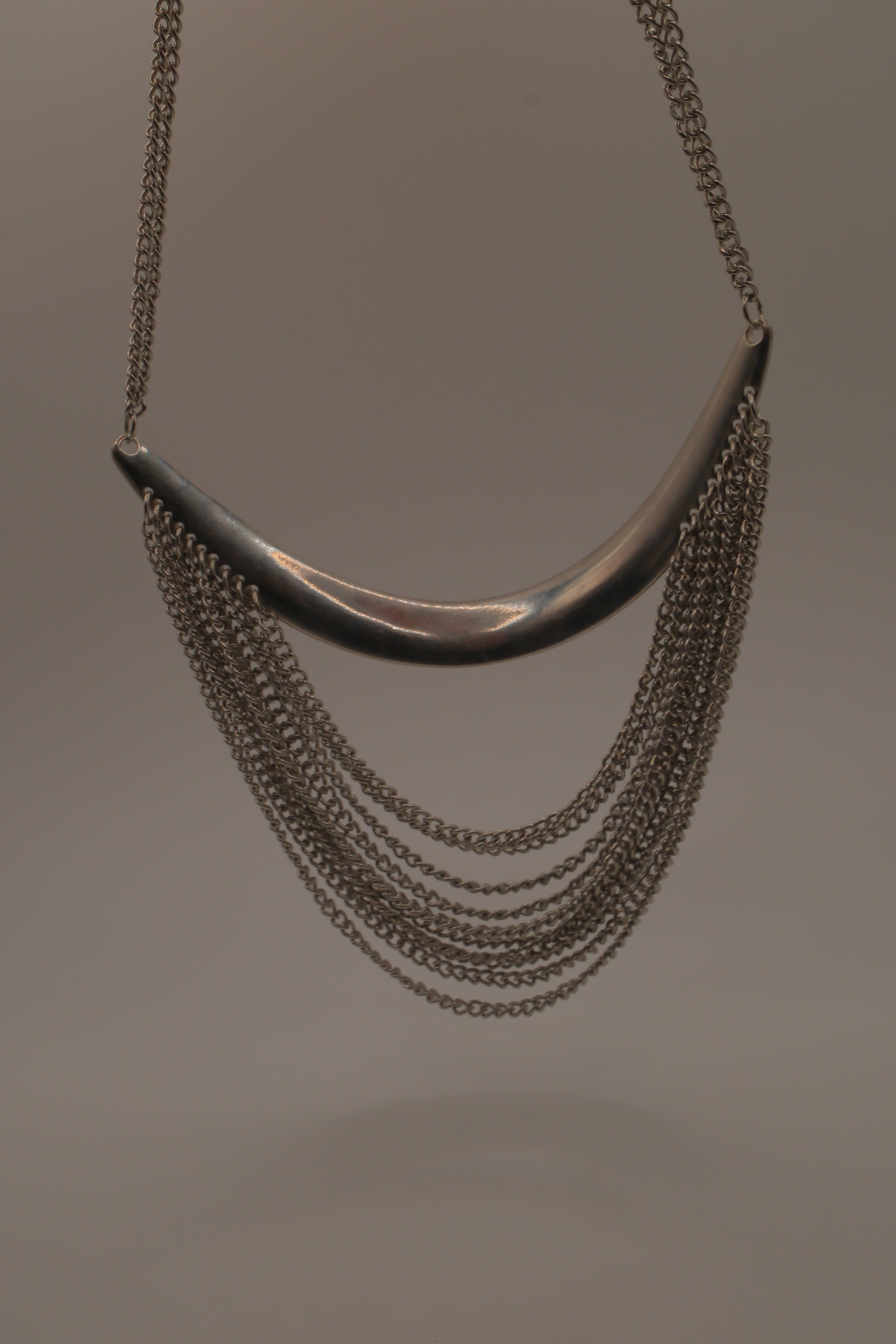 Silver multi-strand drape bib necklace