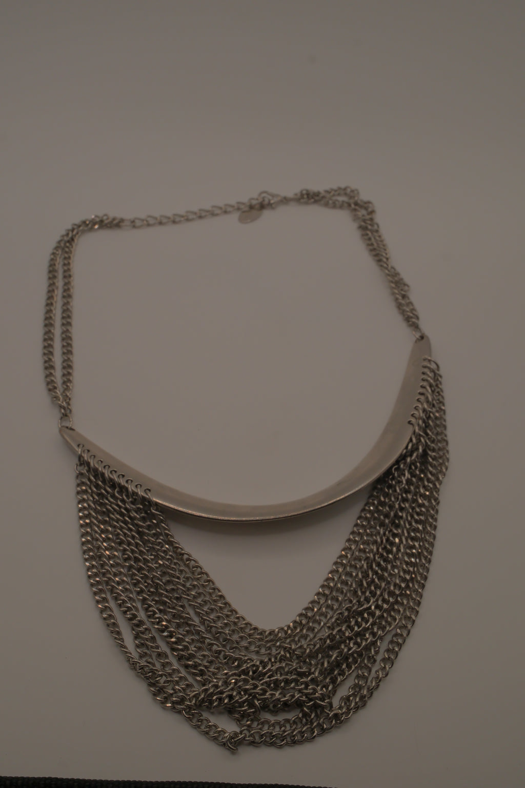 Silver multi-strand drape bib necklace