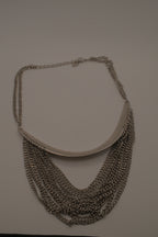 Silver multi-strand drape bib necklace