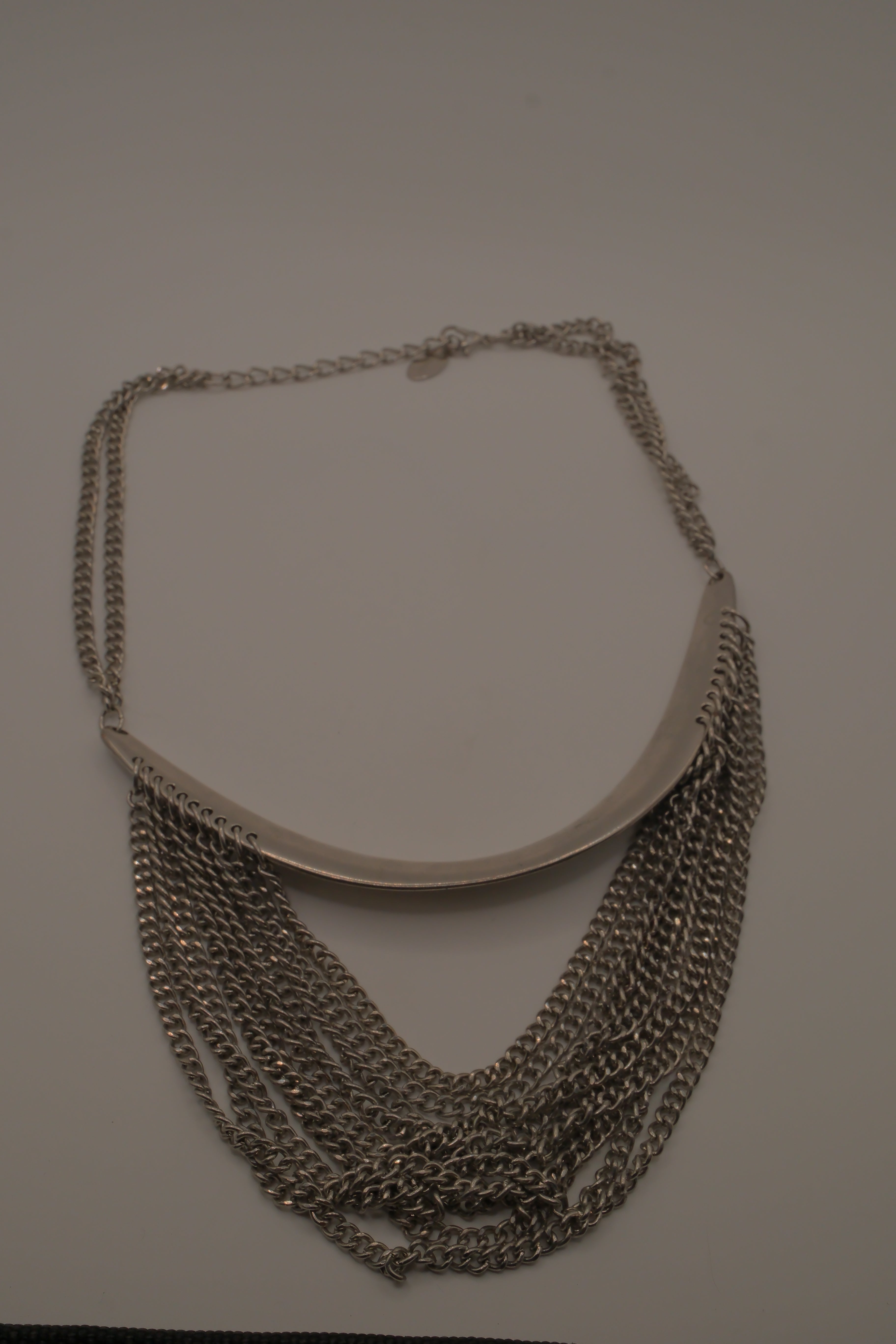 Silver multi-strand drape bib necklace