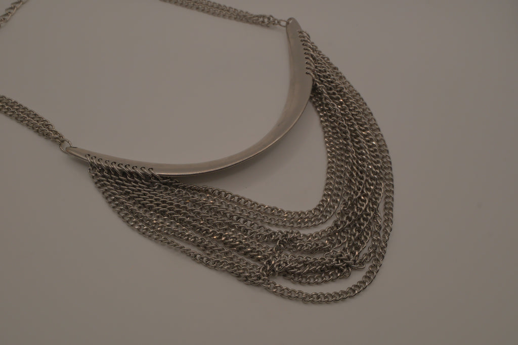 Silver multi-strand drape bib necklace