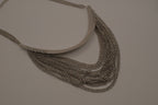 Silver multi-strand drape bib necklace
