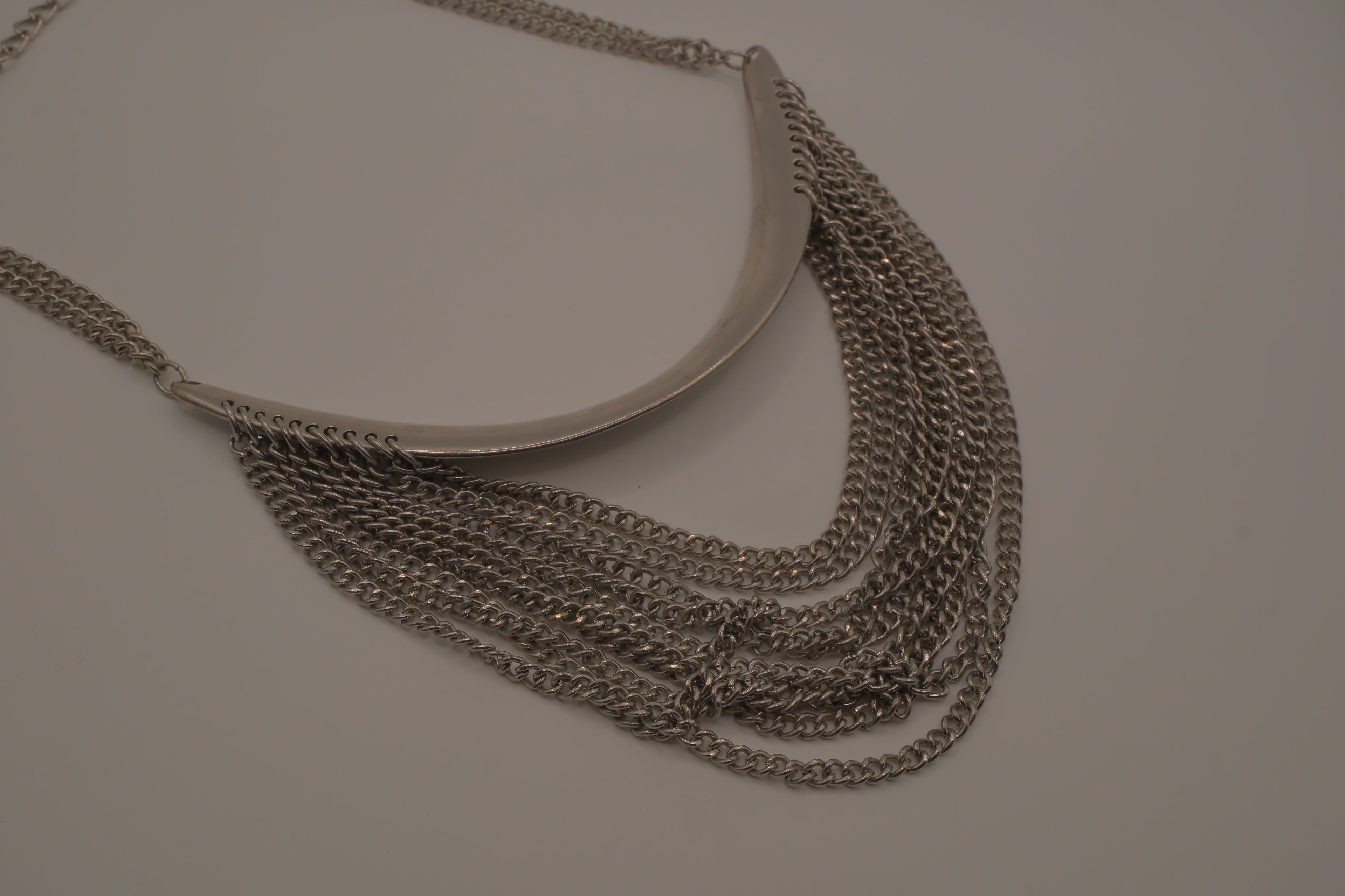 Silver multi-strand drape bib necklace