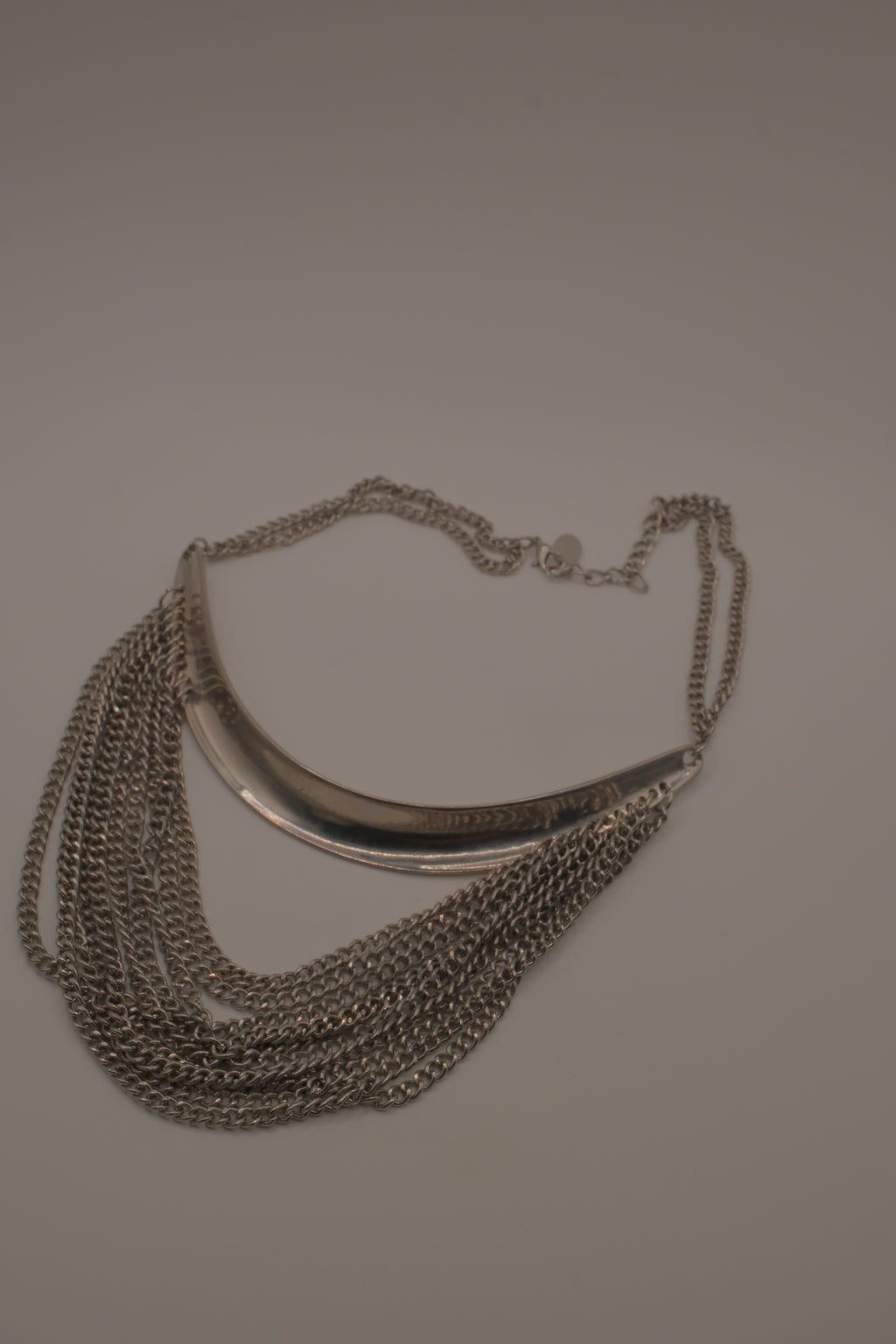 Silver multi-strand drape bib necklace