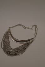 Silver multi-strand drape bib necklace