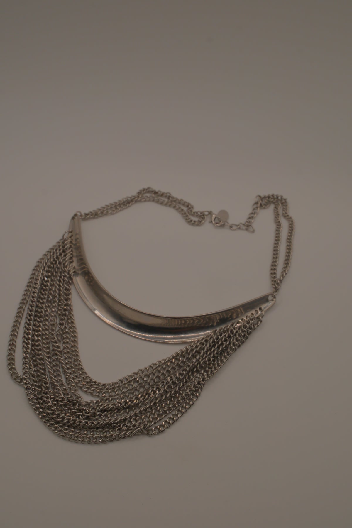 Silver multi-strand drape bib necklace