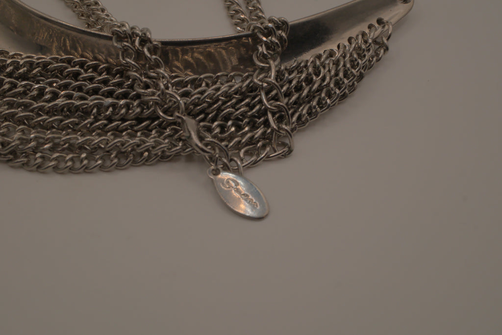 Silver multi-strand drape bib necklace