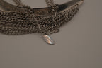 Silver multi-strand drape bib necklace