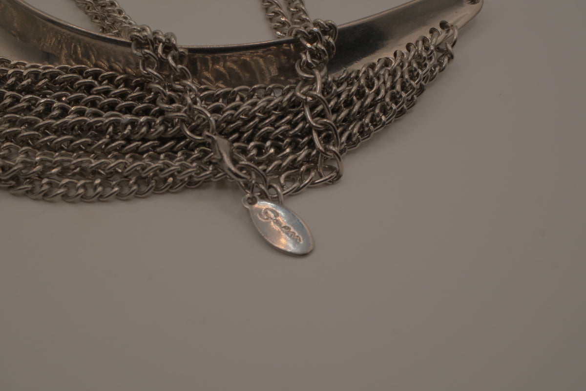 Silver multi-strand drape bib necklace