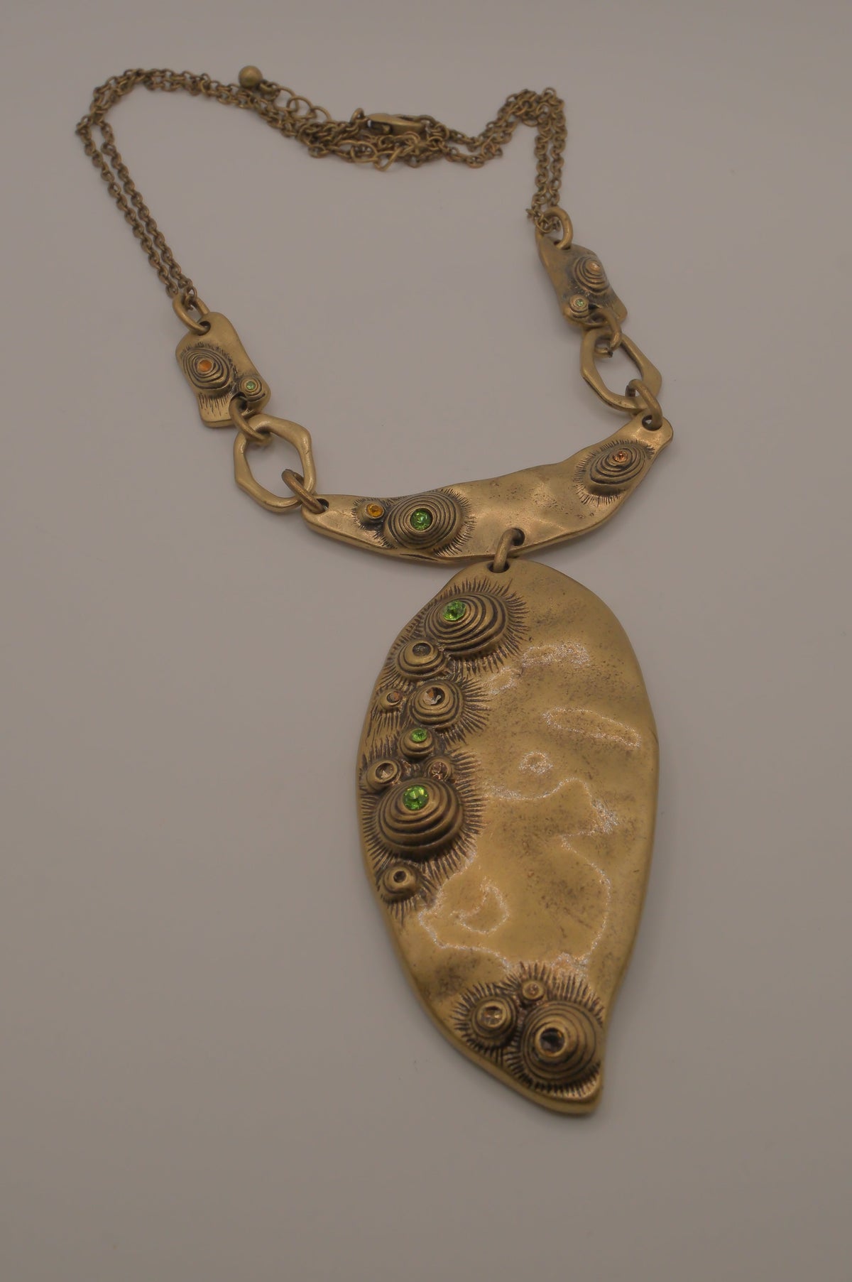 Artisan bronze statement necklace