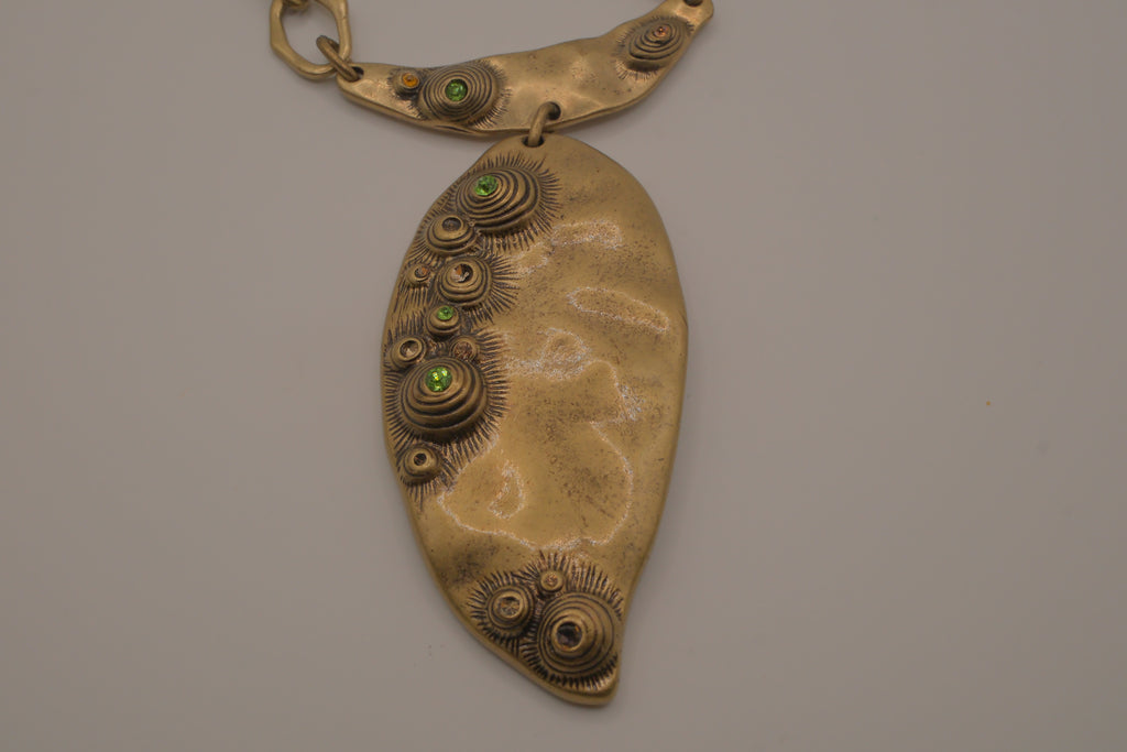 Artisan bronze statement necklace