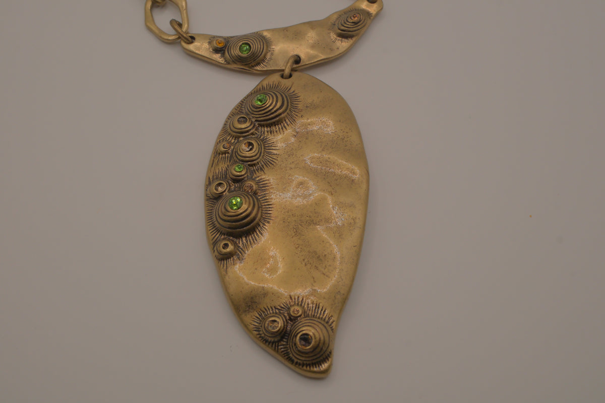 Artisan bronze statement necklace