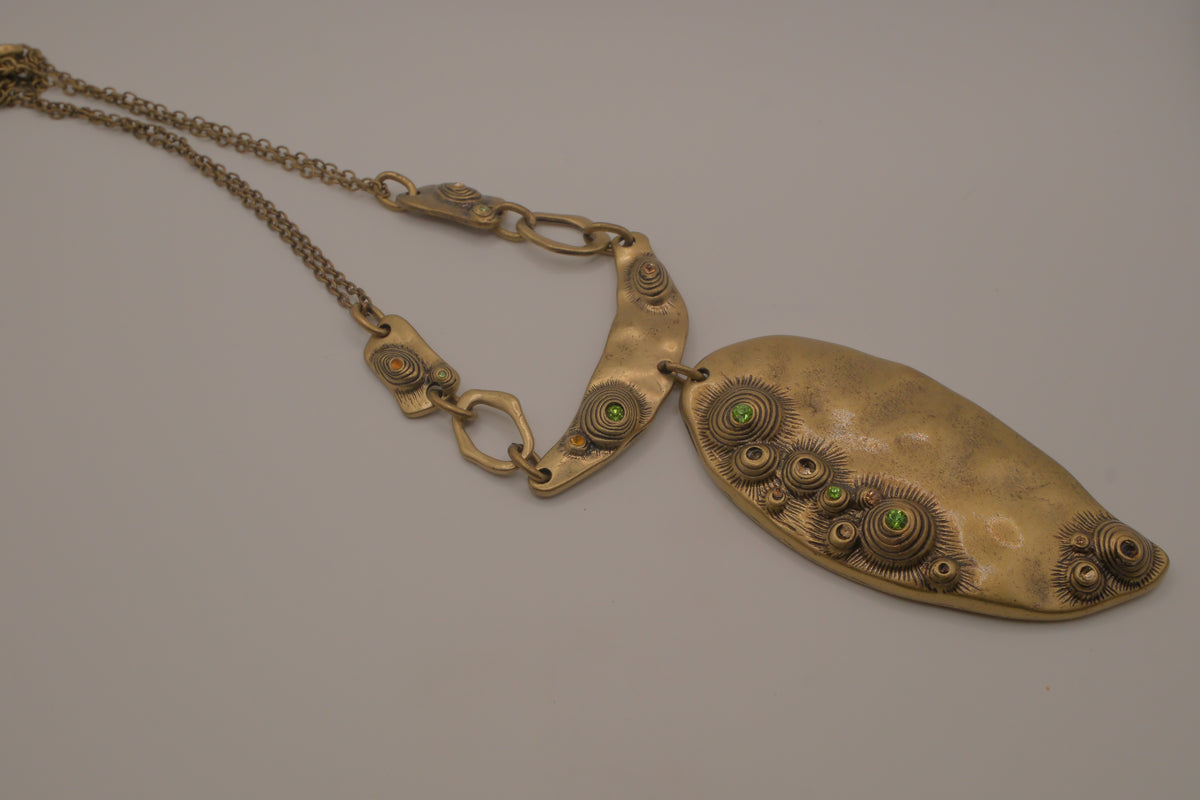 Artisan bronze statement necklace