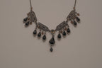 Antique silver black enamel necklace