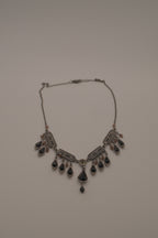 Antique silver black enamel necklace