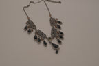 Antique silver black enamel necklace