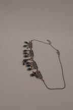 Antique silver black enamel necklace