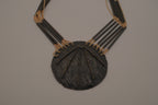 Vintage modernist brass and leather statement bib necklace