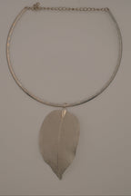 Organic silver leaf torque necklace