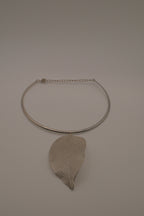Organic silver leaf torque necklace