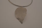 Organic silver leaf torque necklace