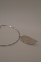 Organic silver leaf torque necklace
