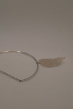 Organic silver leaf torque necklace