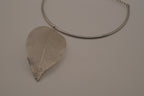 Organic silver leaf torque necklace