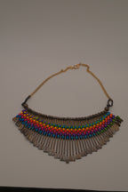 Boho brass spike statement necklace