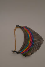Boho brass spike statement necklace