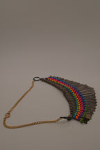 Boho brass spike statement necklace