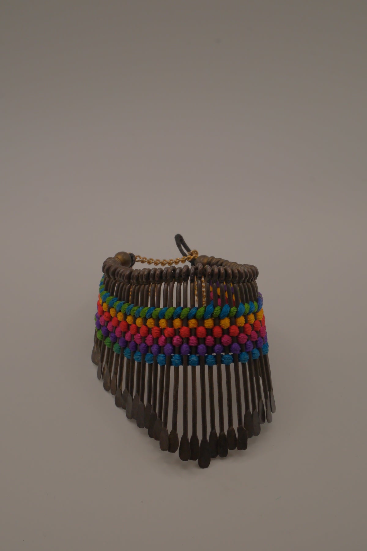 Boho brass spike statement necklace