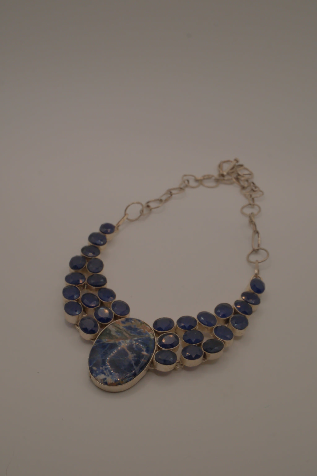 Sterling silver sodalite statement necklace