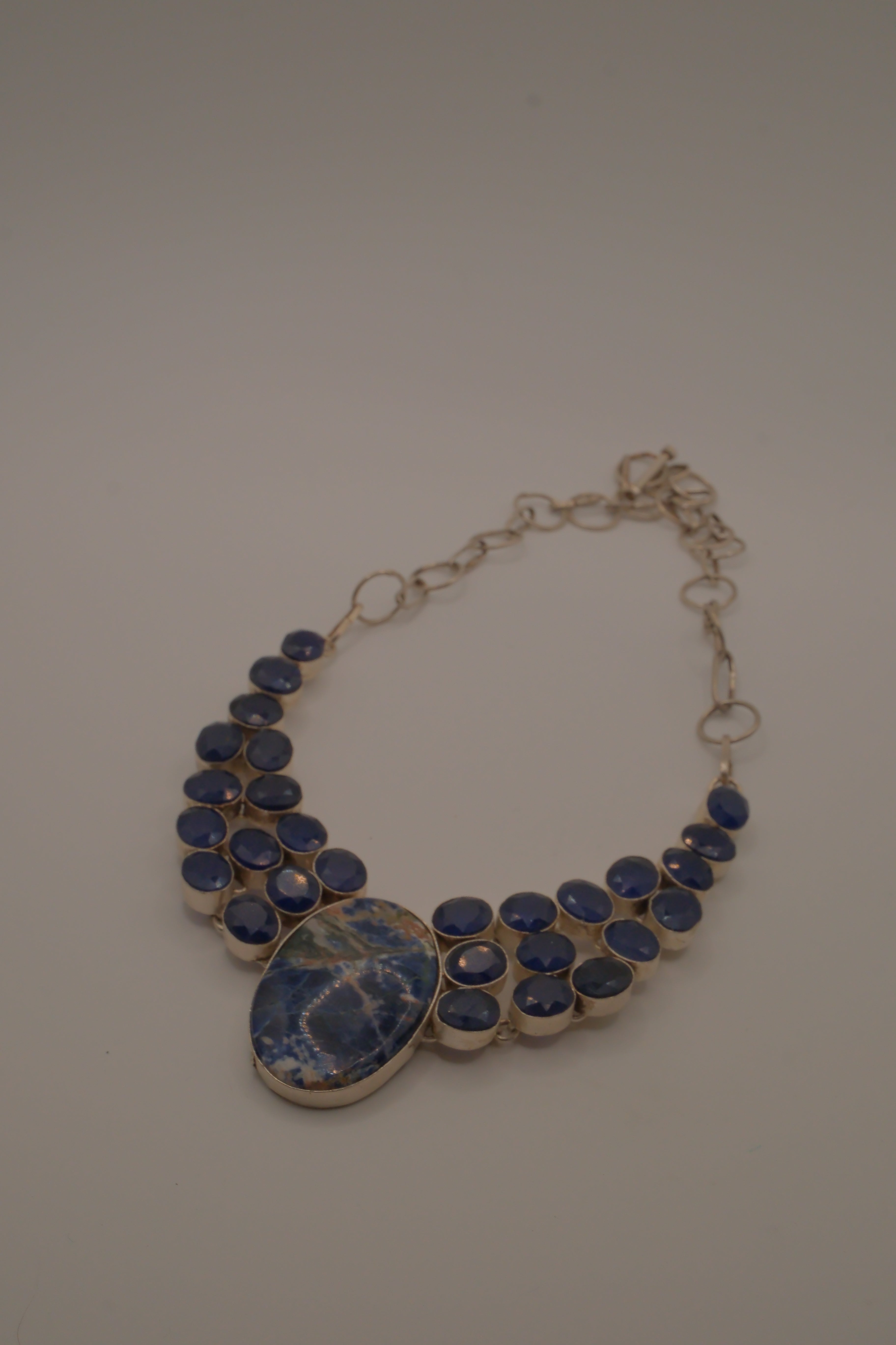 Sterling silver sodalite statement necklace