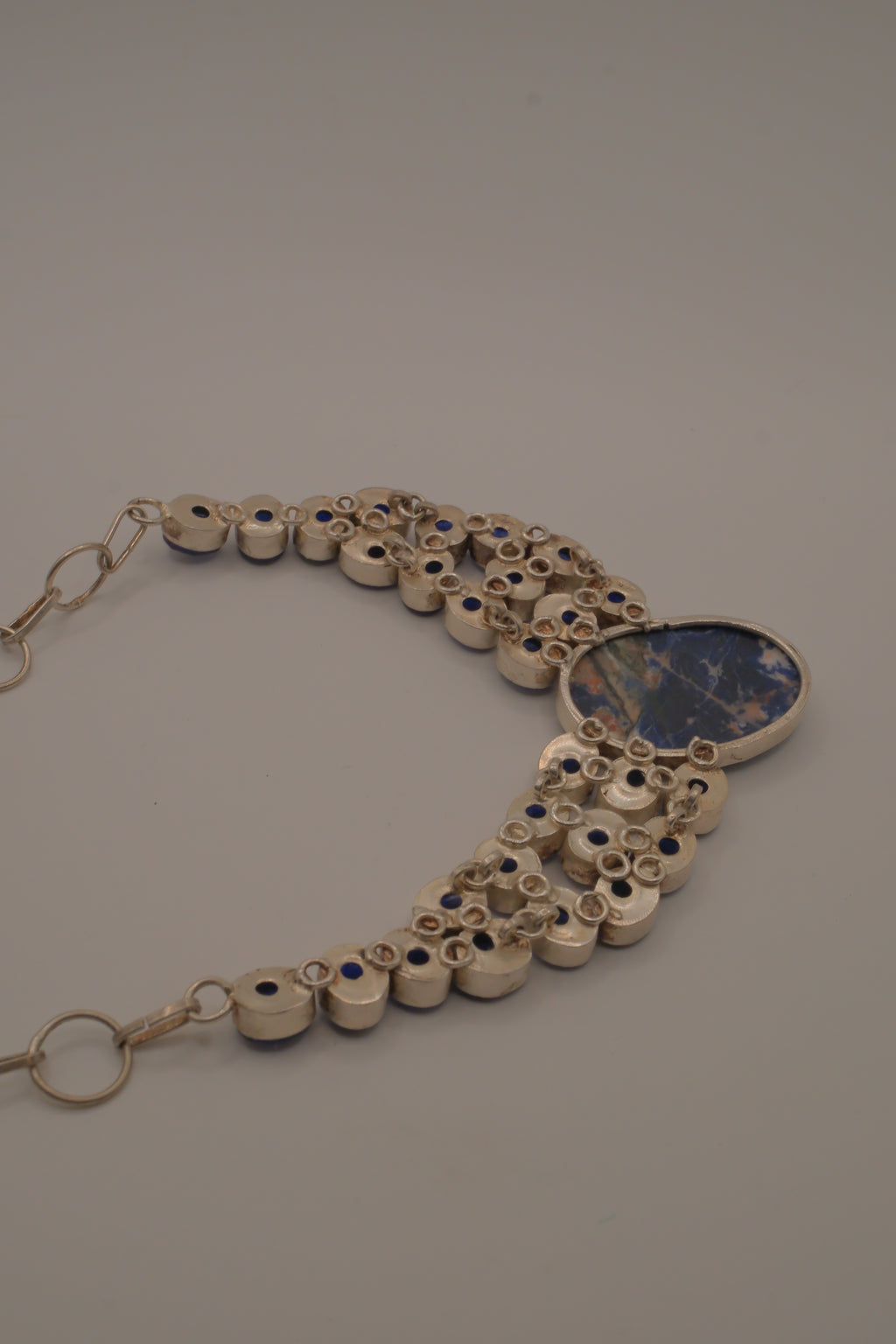 Sterling silver sodalite statement necklace