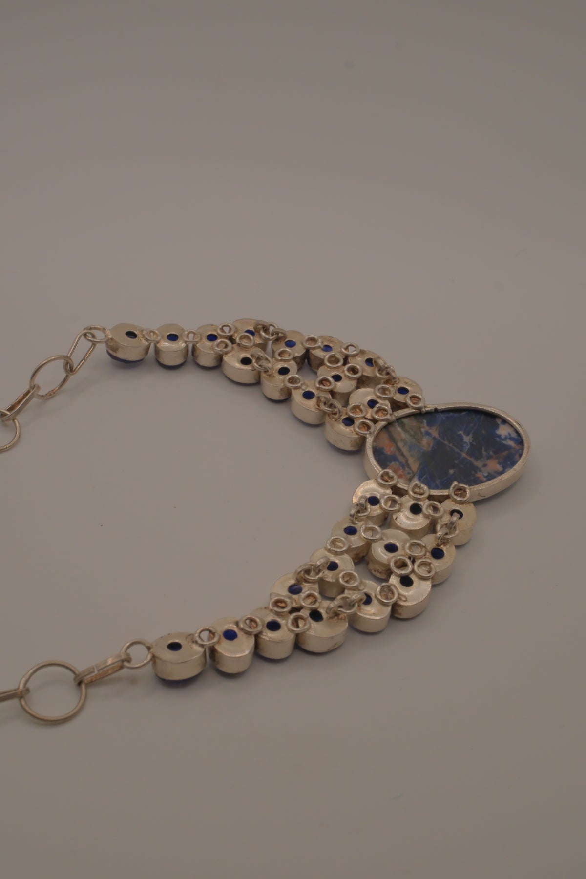 Sterling silver sodalite statement necklace
