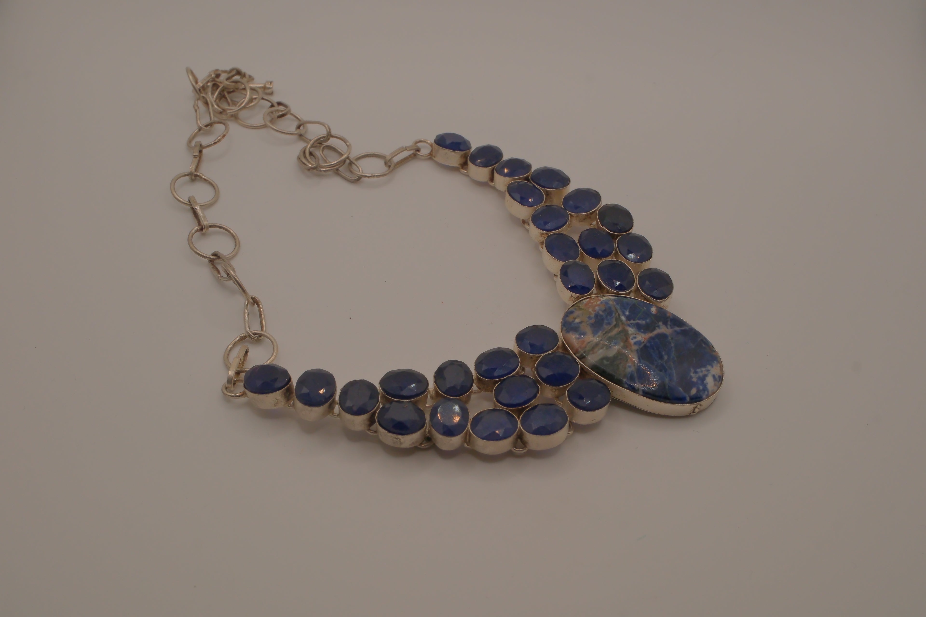 Sterling silver sodalite statement necklace