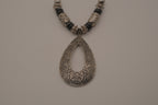 Vintage openwork filigree teardrop pendant necklace
