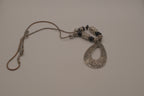 Vintage openwork filigree teardrop pendant necklace