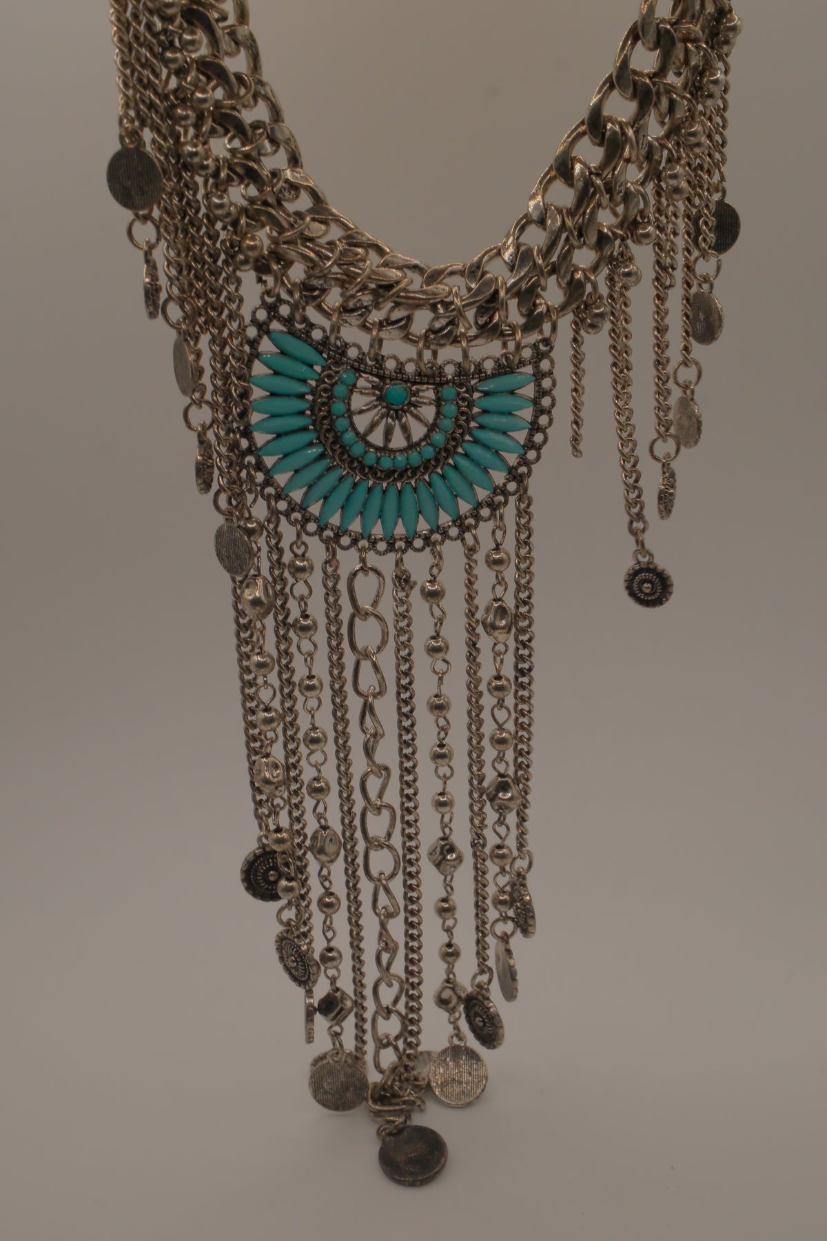 Boho fringe statement necklace