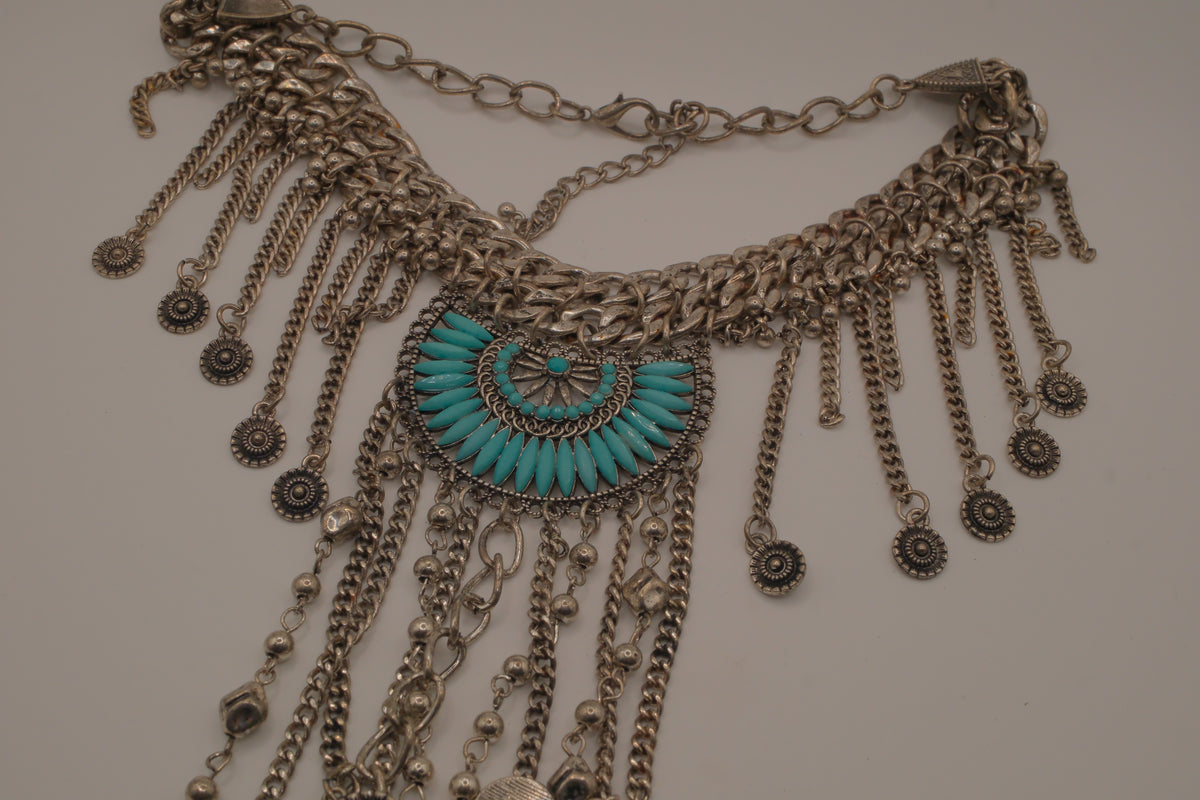 Boho fringe statement necklace