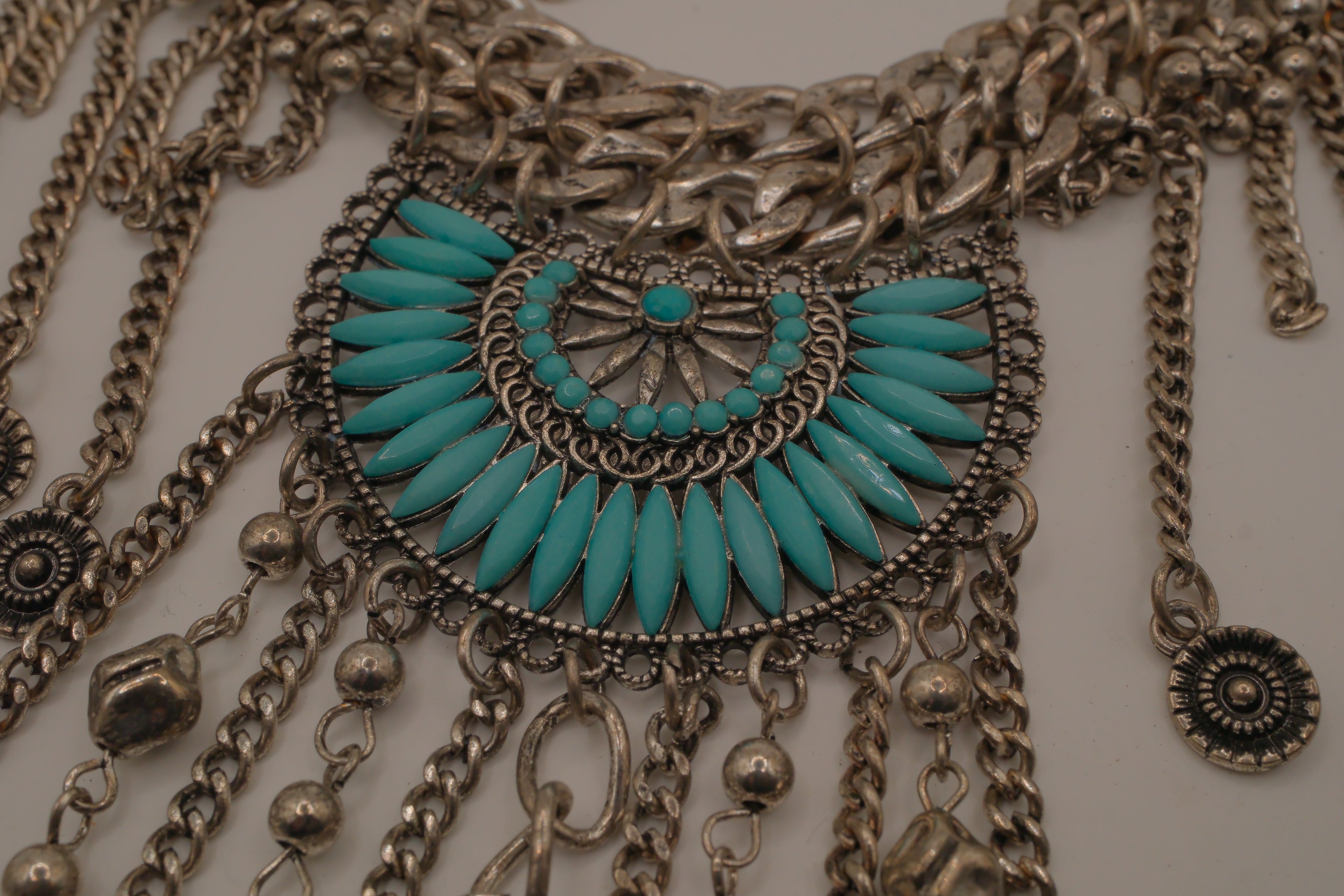 Boho fringe statement necklace