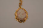 Vintage pink cameo pendant necklace&nbsp;